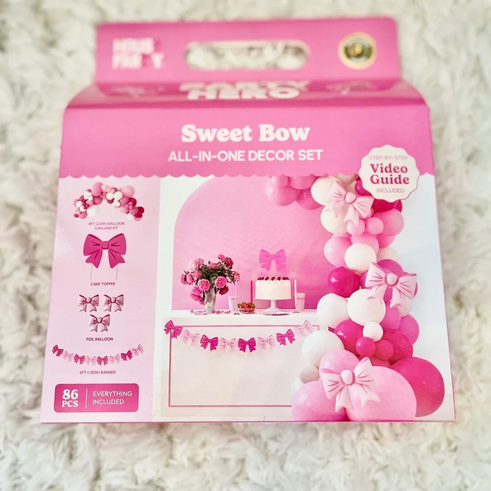 House of Party Sweet Bow‎ All-In-One Decor Set 86pc Pink Balloon Garland Banner